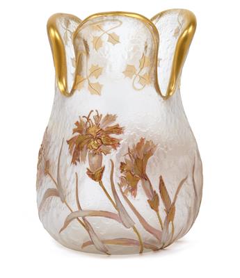 An etched glass vase, - Secese a umění 20. století