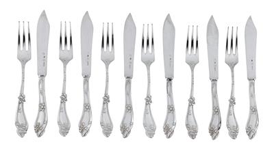 6 fruit knives and 6 fruit forks by Max Spitz, - Jugendstil e arte applicata del XX secolo