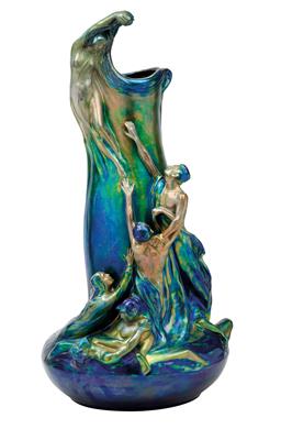 Lajos Mack, A large vase with allegorical scene, - Jugendstil and 20th Century Arts and Crafts