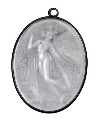 A René Lalique moulded “Psyché” mirrored pendant, - Jugendstil e arte applicata del XX secolo