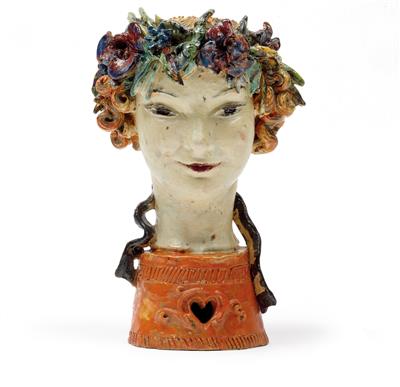 Susi Singer, A girl’s head with a garland of flowers, - Jugendstil and 20th Century Arts and Crafts