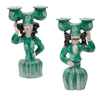 Susi Singer (Vienna 1891-1965 Californien), Two candleholders in the form of a female and a male figure, - Secese a umění 20. století