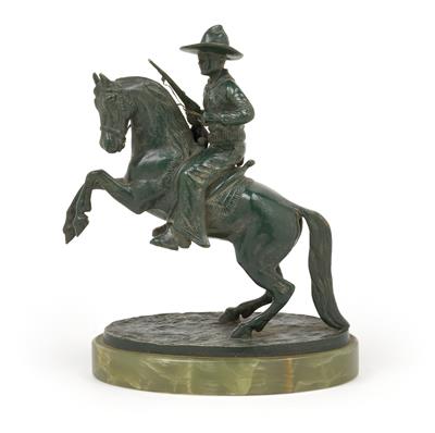 Carl Kauba(1865 Wien 1922), Cowboy auf Pferd, - Jugendstil und angewandte Kunst des 20. Jahrhunderts