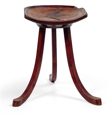 A three-legged “Theben” stool by Liberty & Co., - Jugendstil e arte applicata del XX secolo