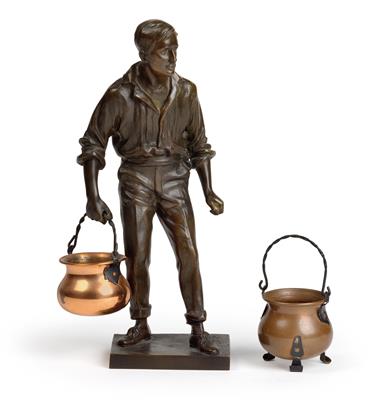 Eduard Klablena (1881-1933), A rare figurine – man with a pot, - Jugendstil and 20th Century Arts and Crafts
