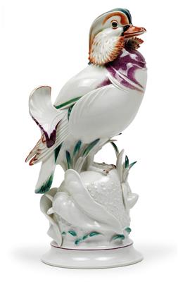 Max Esser, A mandarin duck on on a foliate base, - Jugendstil e arte applicata del XX secolo