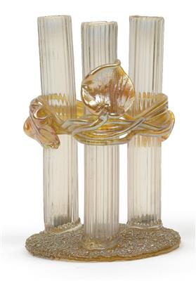 A vase with three tubular necks by Lötz Witwe, - Jugendstil e arte applicata del XX secolo