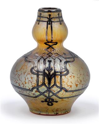 A Lötz Witwe vase with electroplated silver mount, - Jugendstil and 20th Century Arts and Crafts