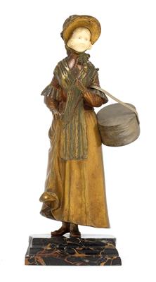 A Biedermeier girl with a hatbox, - Jugendstil e arte applicata del XX secolo