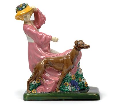 A lady with a greyhound, - Jugendstil e arte applicata del XX secolo