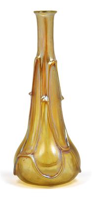 A glass vase with long neck by Lötz Witwe, - Jugendstil e arte applicata del XX secolo