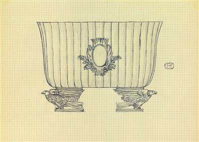 Josef Hoffmann, Three preparatory sketches for decorative art objects, - Secese a umění 20. století