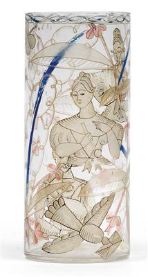 Josef Hoffmann (form) / Reni Schaschl (décor), A war glass, - Jugendstil e arte applicata del XX secolo