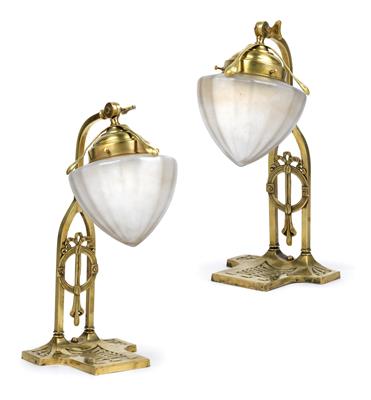 A pair of Bohemian table or wall lamps, - Secese a umění 20. století