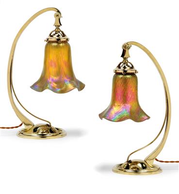 A pair of Bohemian table lamps, - Jugendstil e arte applicata del XX secolo