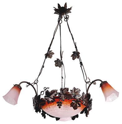 A four-light chandelier by Verrerie Schneider, - Jugendstil and 20th Century Arts and Crafts