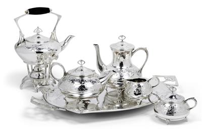 A WMF six-piece coffee and tea service, - Jugendstil e arte applicata del XX secolo