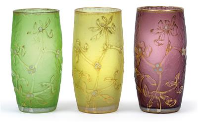 Three etched glass vases by Daum, - Secese a umění 20. století