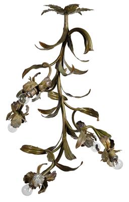 A French five-arm floral chandelier, - Jugendstil e arte applicata del XX secolo
