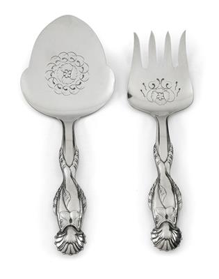 Georg Jensen, A two-piece fish serving set in a case, - Jugendstil and 20th Century Arts and Crafts