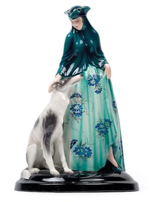 Josef Lorenzl, A Venetian lady with a greyhound, - Jugendstil e arte applicata del XX secolo