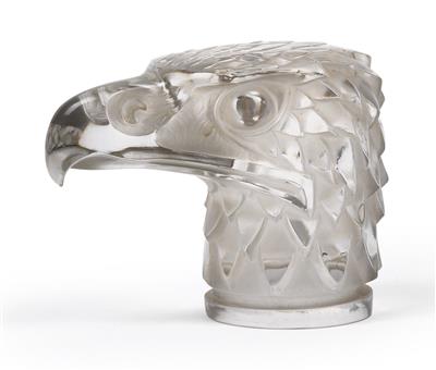 A moulded “Tête d’aigle” glass mascot by René Lalique, - Jugendstil and 20th Century Arts and Crafts