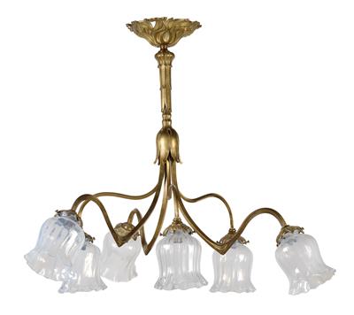 A six-arm chandelier, - Jugendstil e arte applicata del XX secolo