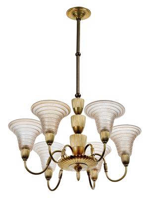 A six-arm moulded “Cytise” chandelier, - Secese a umění 20. století