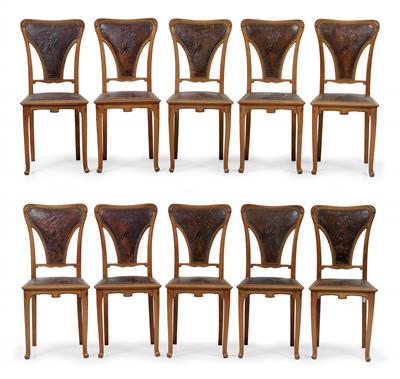 Zehn Stühle, - Jugendstil und angewandte Kunst des 20. Jahrhunderts