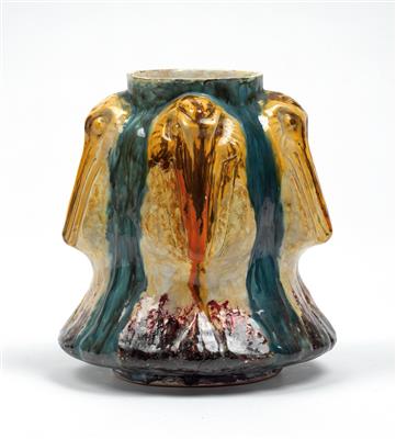A. Trentini, Vase mit Marabus, Italien, 1932 - Jugendstil und Kunsthandwerk des 20. Jahrhunderts