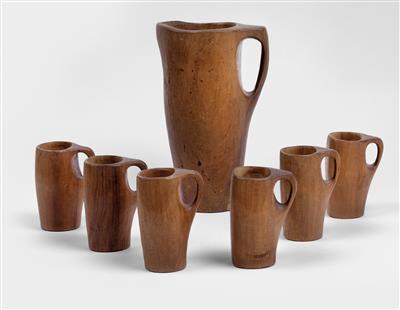 Alexandre Noll (France 1890-1970), a handled jug with six cups, France, c. 1950 - Jugendstil and 20th Century Arts and Crafts