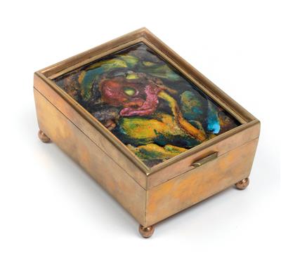 A covered box with enamel image, c. 1920 - Secese a umění 20. století