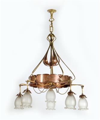 A chandelier with six lights, William Arthur Smith Benson  &  Co., London, c. 1900 - Jugendstil and 20th Century Arts and Crafts