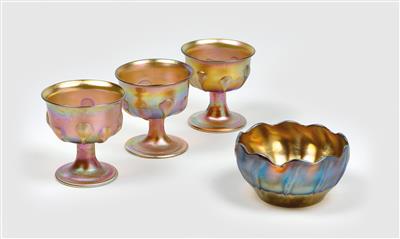 Three goblets and a bowl, L. C. Tiffany, New York, c. 1900/20 - Secese a umění 20. století