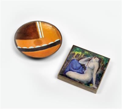 Eugen Mayer, two enamel works, Kunstgewerbeschule des Österreichischen Museums für Kunst und Industrie, Vienna, 1922 - Secese a umění 20. století