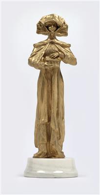 Henri Désiré Grisard, "Le secret" (Dame eine kleine Truhe haltend), Frankreich, um 1910 - Jugendstil und Kunsthandwerk des 20. Jahrhunderts