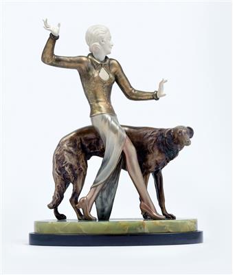 Josef Lorenzl, a woman with a hunting dog, Vienna, c. 1930 - Jugendstil and 20th Century Arts and Crafts