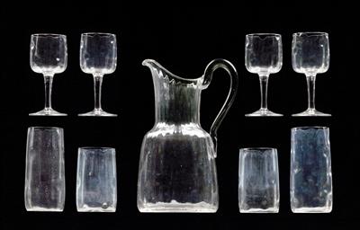 Koloman Moser, a 31-piece glassware set, decoration by Meteor, manufactured by Meyr’s Neffe, Adolf, commissioned by E. Bakalowits, Söhne, Vienna, for the Wiener Werkstätte, 1899-1900 - Secese a umění 20. století