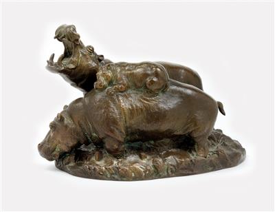 Otto Jarl (Sweden 1856-1915), a hippopotamus family, Sweden, c. 1900 - Jugendstil and 20th Century Arts and Crafts