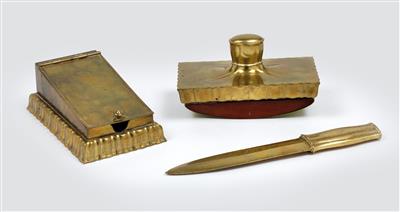 Otto Prutscher, a writing set: a visiting card tray, a rocking ink blotter and a letter opener, Vienna, c. 1920 - Jugendstil and 20th Century Arts and Crafts