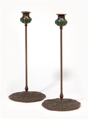 A pair of large candleholders, Tiffany Studios, New York, c. 1900/20 - Jugendstil and 20th Century Arts and Crafts