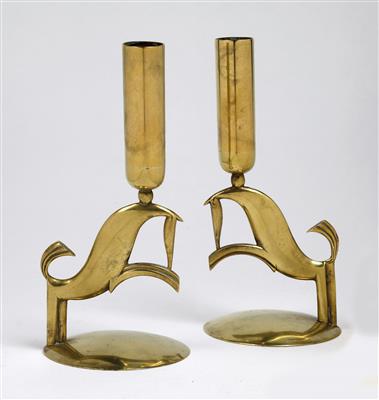 A pair of candle sticks with horses, Werkstätten Hagenauer, Vienna - Jugendstil and 20th Century Arts and Crafts
