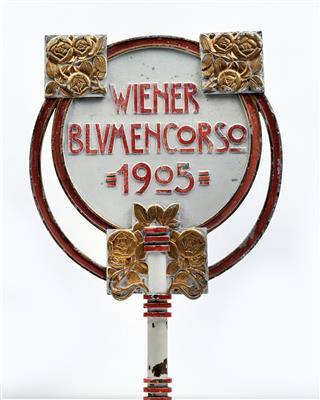 Schild: Wiener Blumencorso 1905, Schule Otto Wagner - Jugendstil und Kunsthandwerk des 20. Jahrhunderts