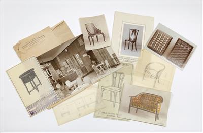 Six designs and 156 photos of Thonet furniture and Wiener Werkstätte objects, inter alia by Otto Prutscher - Secese a umění 20. století