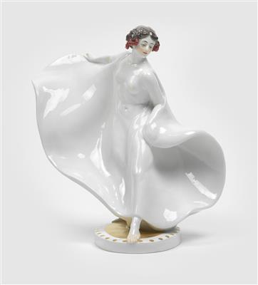 Theodor Eichler (Oberspaar 1868-1946 Meissen), a female dancer, Loie Fuller, designed in 1911, executed by Meissen Porcelain Factory, 1934/47 - Jugendstil e arte applicata del XX secolo