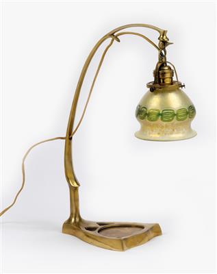 Tischlampe mit Lampenschirm von Johann Lötz Witwe, Klostermühle, um 1902 - Jugendstil und Kunsthandwerk des 20. Jahrhunderts