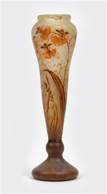 Vase mit Orchideen, Daum, Nancy, 1905-10 - Jugendstil und Kunsthandwerk des 20. Jahrhunderts