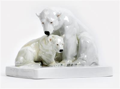 Willy Zügel (Germany 1876-1950), two polar bears, Meissen Porcelain Factory, 1906 - Secese a umění 20. století