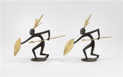 Two warriors with spears, designed c. 1950/60, Werkstätten Hagenauer, Vienna - Jugendstil e arte applicata del XX secolo
