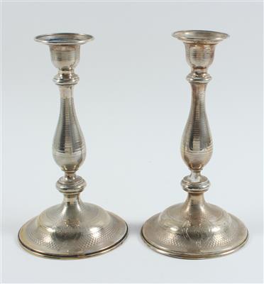 Paar Silber Kerzenleuchter, - Antiquitäten